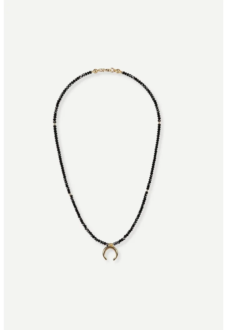 Colier Nuit, spinel negru cu pandantiv luna, handmade,