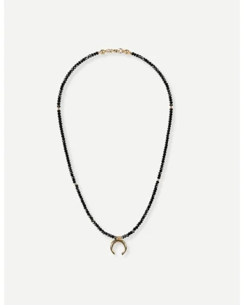 Colier Nuit, spinel negru cu pandantiv luna, handmade,