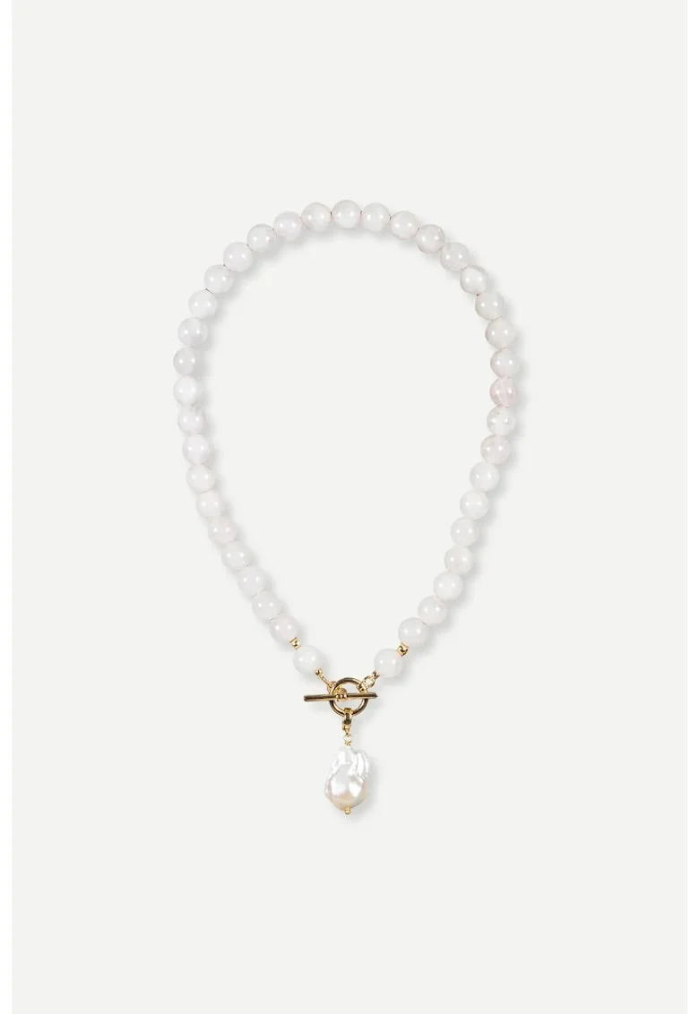 Colier Rosalia, cuart, perle, handmade,