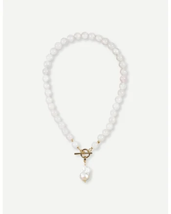 Colier Rosalia, cuart, perle, handmade,