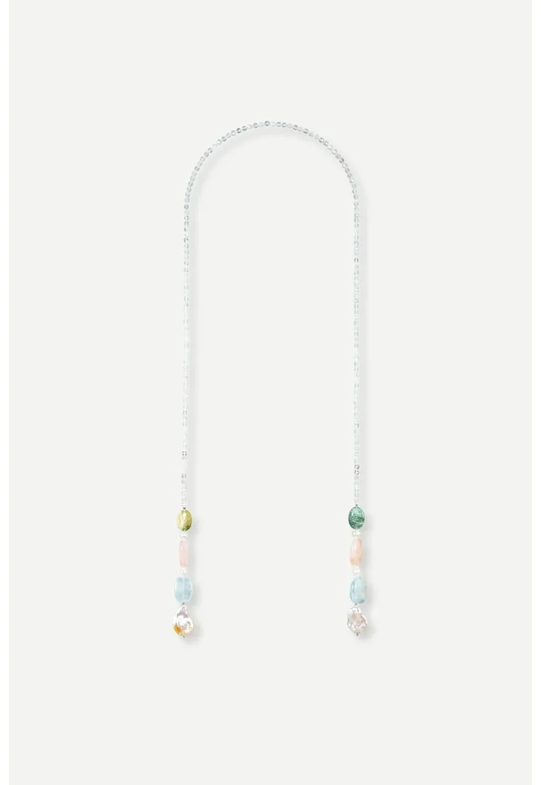 Colier Alma Lariat No2, piatra lunii, perle, handmade,