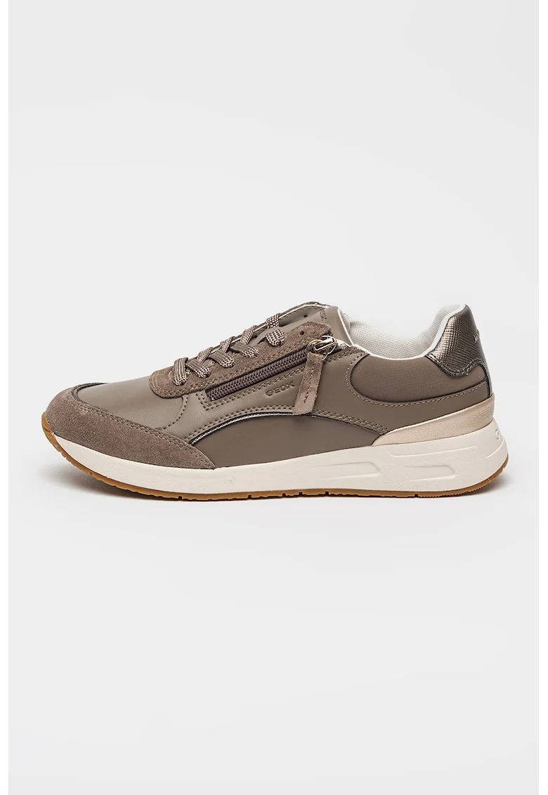Pantofi sport Bulmya cu garnituri de piele intoarsa, Maro taupe inchis