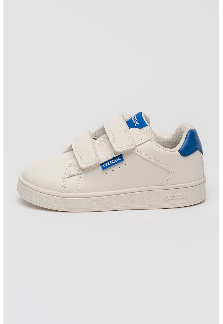 Pantofi sport de piele ecologica cu benzi velcro, Alb