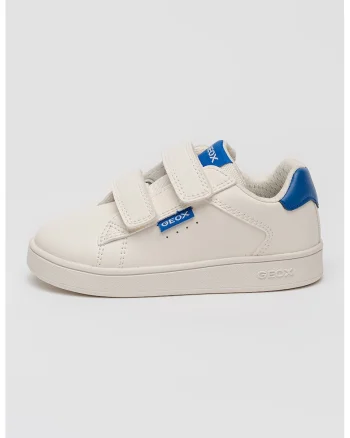 Pantofi sport de piele ecologica cu benzi velcro, Alb