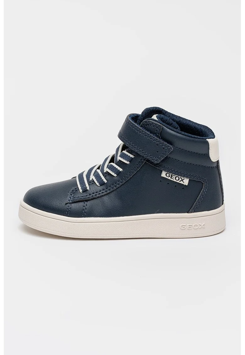 Pantofi sport mid-high de piele ecologica cu velcro, Albastru ultramarin