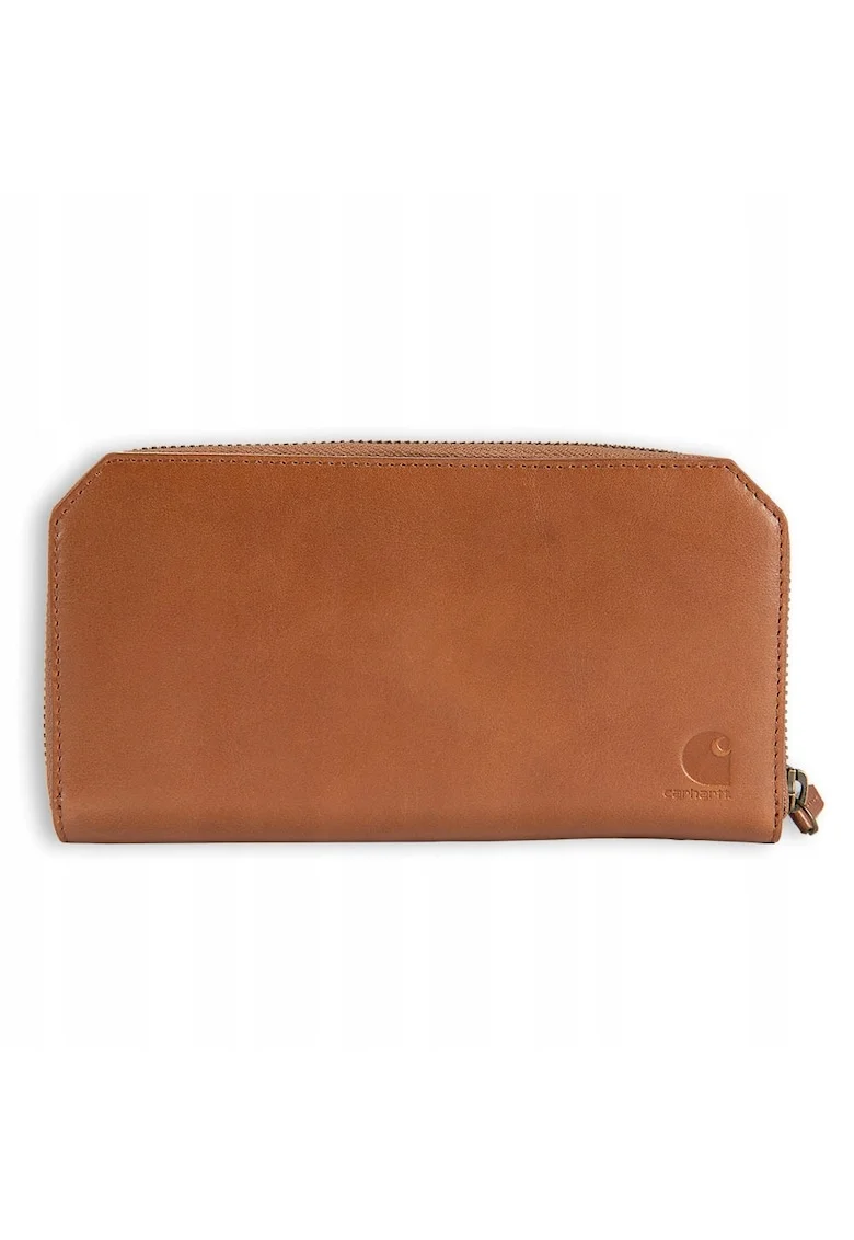 Portofel  Clutch, maro, piele naturala, 10 locuri pentru carduri, inchidere cu fermoar