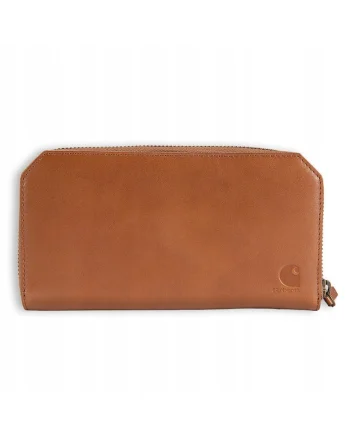 Portofel  Clutch, maro, piele naturala, 10 locuri pentru carduri, inchidere cu fermoar