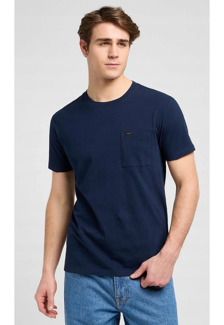 Tricou barbatesc  ajustat, albastru, bumbac
