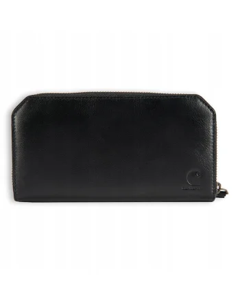 Portofel  Clutch, negru, piele naturala, 10 locuri pentru carduri, inchidere cu fermoar