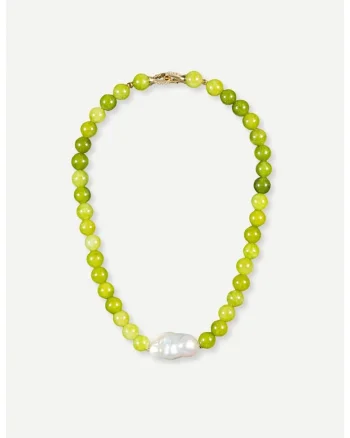 Colier Centella, jad, perle, handmade,