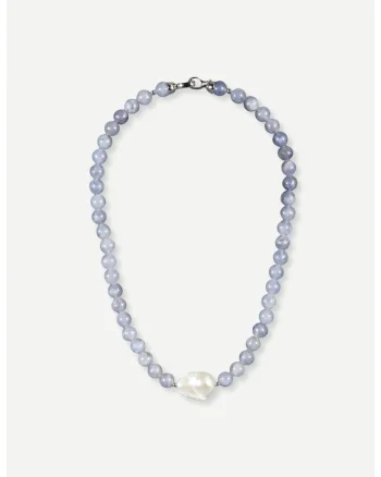 Colier Vika, pietre semipretioase, perle, handmade,
