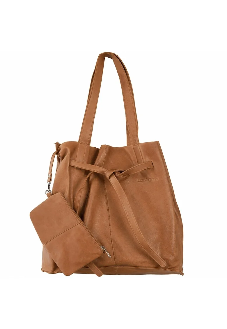 Shopper piele naturala caramel 37 x 32 x 15 cm, NAPPA - Eva,