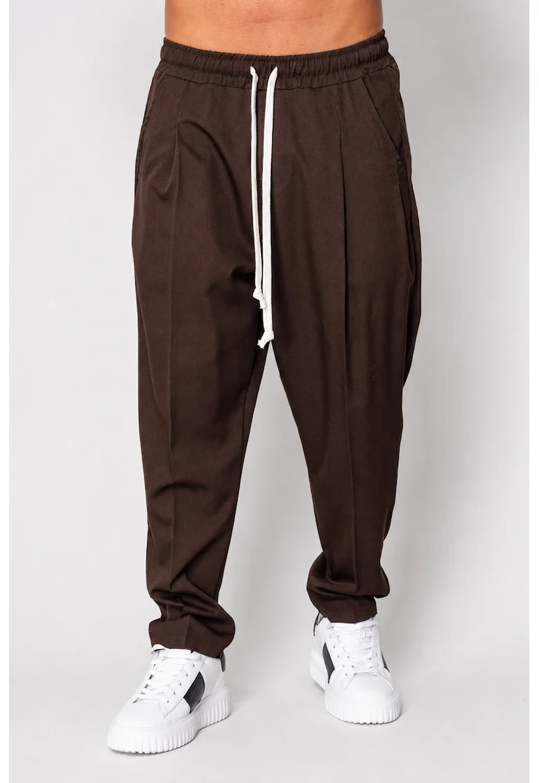 Pantalon lung larg cu snur Brown 22275, Negru
