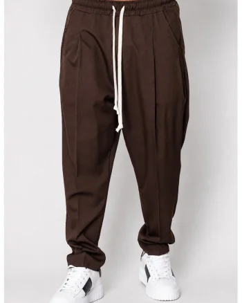 Pantalon lung larg cu snur Brown 22275, Negru