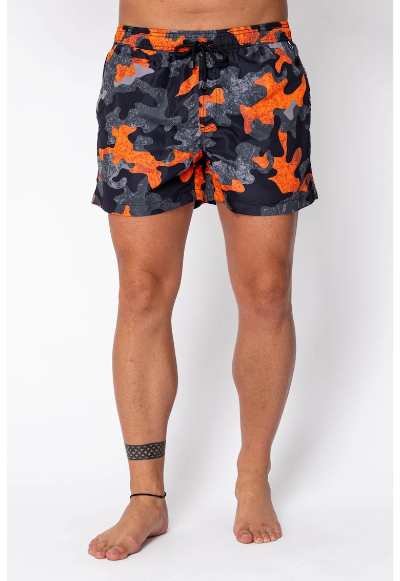 Pantaloni scurti de baie Camouflage Black/Orange 22421, Negru