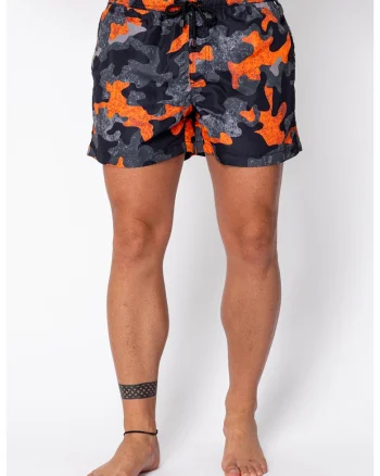 Pantaloni scurti de baie Camouflage Black/Orange 22421, Negru