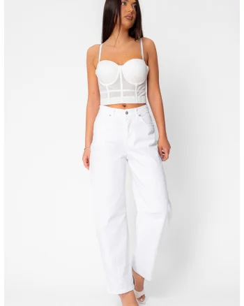 Blugi elastici Baggy White 21891, Alb optic