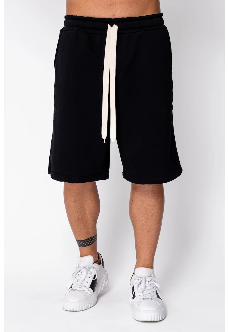 Pantaloni scurti din bumbac Oversized Black 22289, Negru