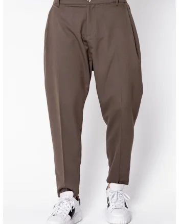 Pantalon lung conic cu tur lasat Brown 22354, Maro