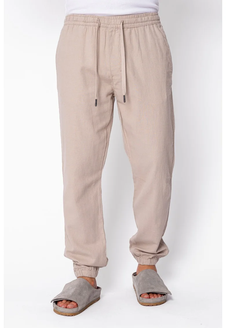 Pantaloni lungi din IN cu elastic si snur Taupe 22348, Bej inchis