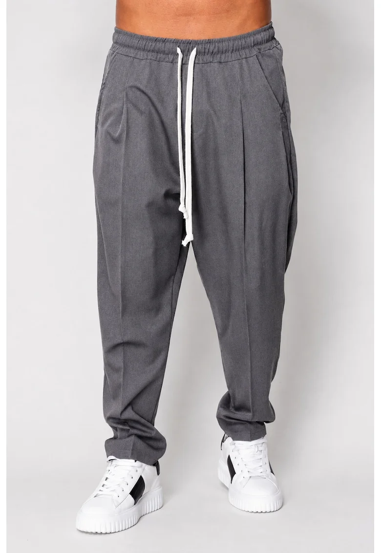 Pantalon lung larg cu snur Grey 22280, Gri