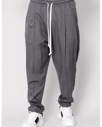 Pantalon lung larg cu snur Grey 22280, Gri