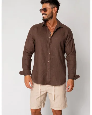 Camasa din 100% In Premium Dark Brown 22202, Maro inchis