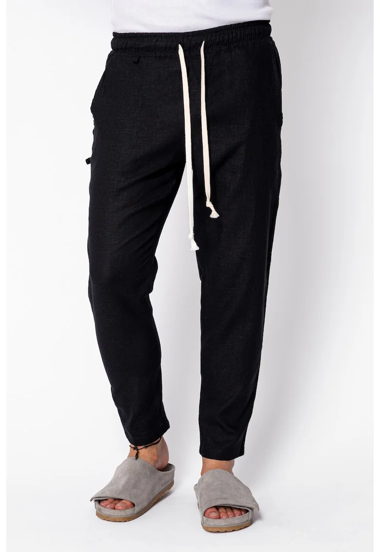 Pantaloni lungi din IN conic cu gaica Black 22374, Negru