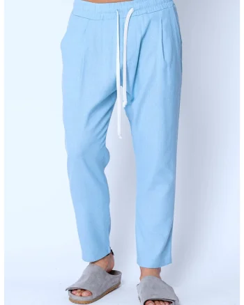 Pantaloni lung din 100% IN cu snur Blue 22269, BLUE