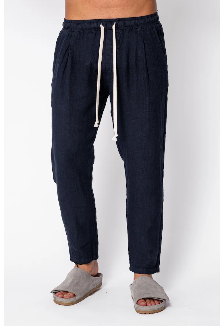 Pantaloni lung din 100% IN cu snur Navy 22264, Bleumarin