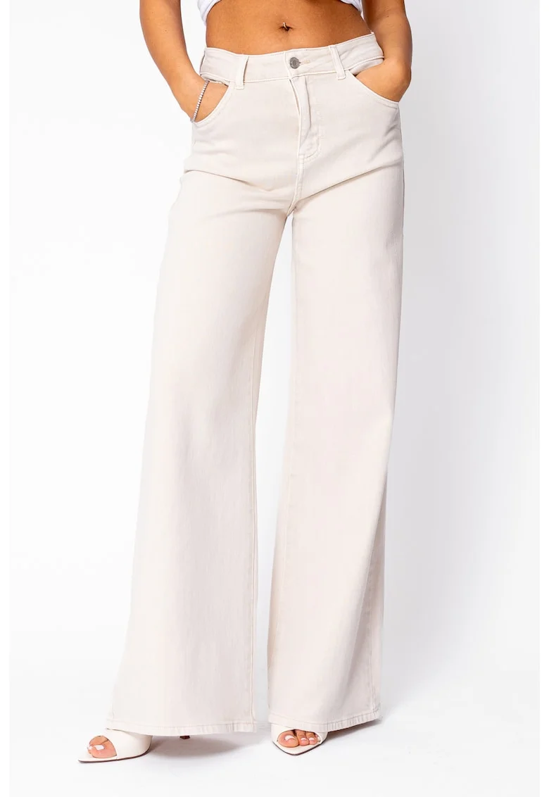 Blugi elastici largi Cream 21924, Bej
