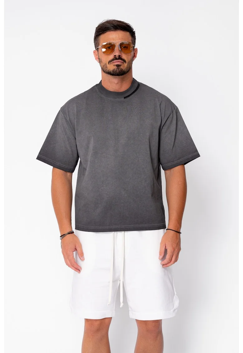 Tricou Oversized Prespalat Black 22298, Negru