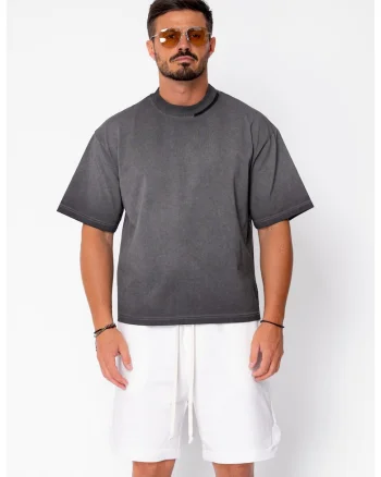 Tricou Oversized Prespalat Black 22298, Negru