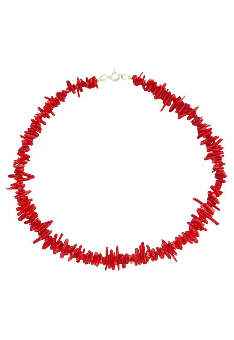 Colier din coral rosu crengute cu argint 925, 40 cm