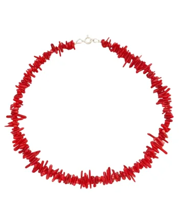 Colier din coral rosu crengute cu argint 925, 40 cm