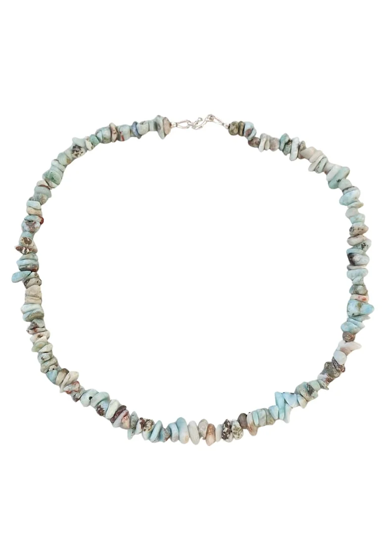 Colier din cipsuri de larimar cu argint 925, 40 cm