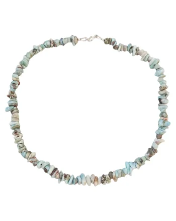 Colier din cipsuri de larimar cu argint 925, 40 cm