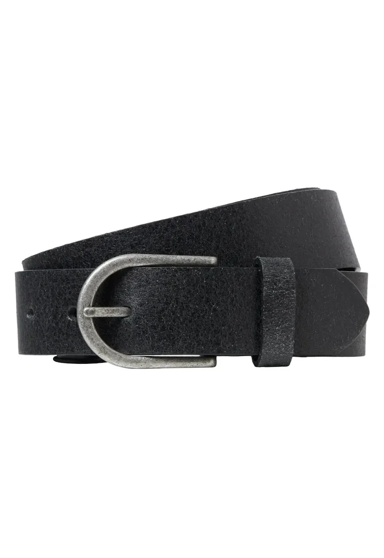 Curea barbati, din piele naturala de vaca, catarama cu stift, Negru, Negru