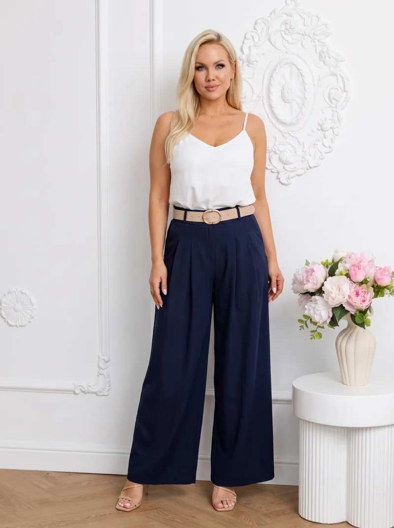 Pantaloni eleganti palazzo bleum...