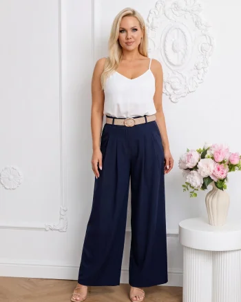 Pantaloni eleganti palazzo bleum...