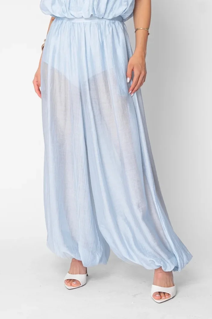 Pantaloni bufanti lungi Light Blue