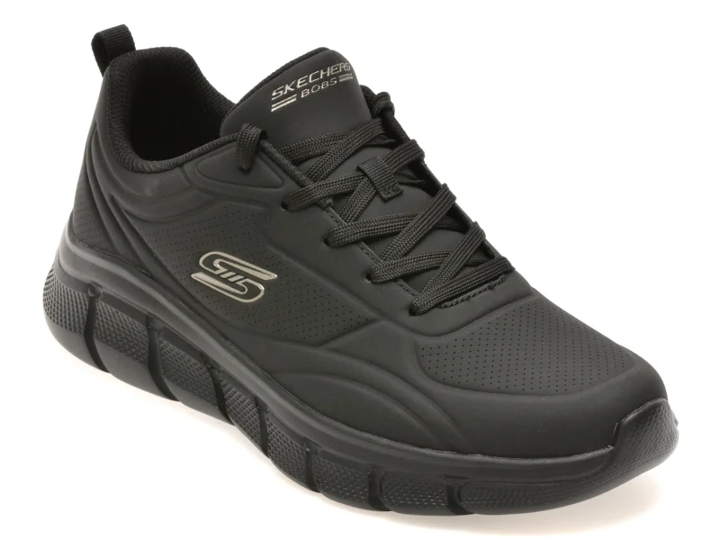 Pantofi sport SKECHERS negri, BOBS B FLEX, din piele ecologica