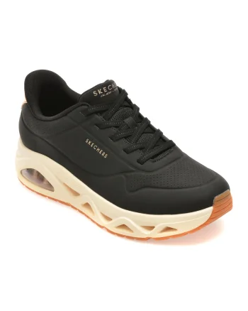 Pantofi sport SKECHERS negri, UNO GLIDE-STEP, din piele ecologica