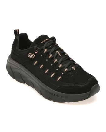 Pantofi sport SKECHERS negri, D LUX WALKER 2.0, din piele ecologica