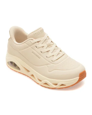 Pantofi sport SKECHERS nude, UNO GLIDE-STEP, din piele ecologica