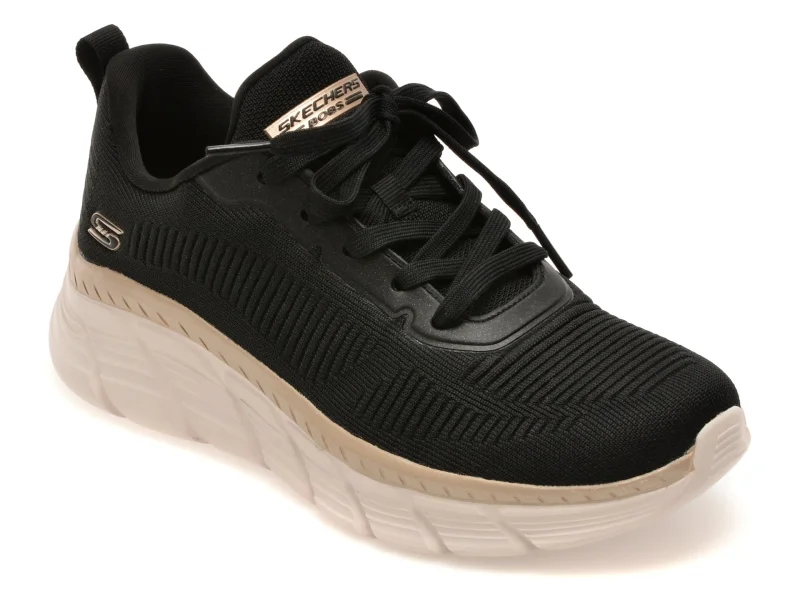 Pantofi sport SKECHERS negri, BOBS B FLEX HI, din material textil