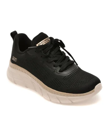 Pantofi sport SKECHERS negri, BOBS B FLEX HI, din material textil