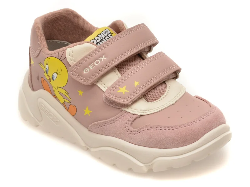 Pantofi sport GEOX roz, B665QA, din piele ecologica