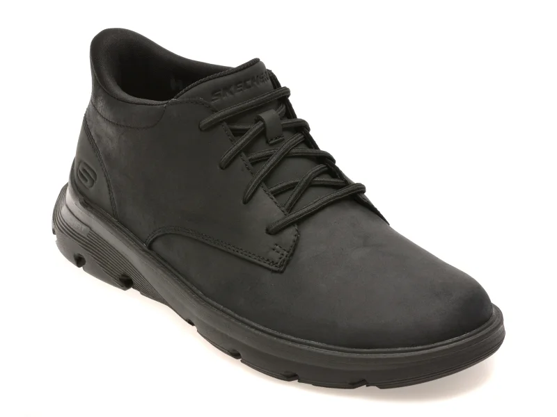 Ghete SKECHERS negre, ARCH FIT GARZA, din piele naturala