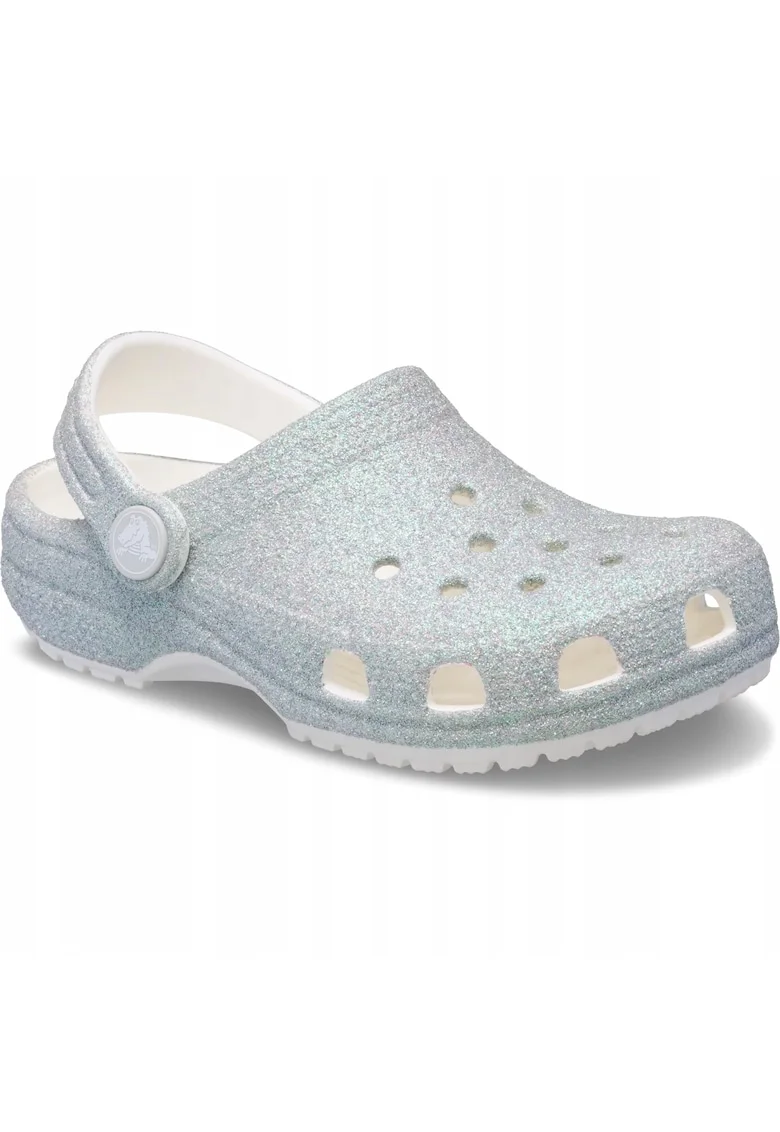Saboti Copii,  Classic Iridescent Glitter Clog, Alb, Alb